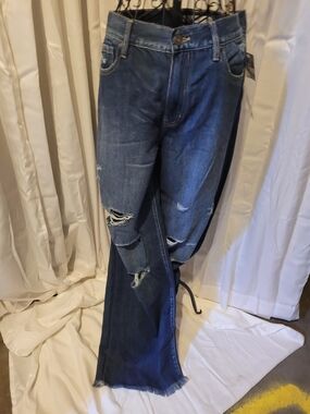 Maurices Men's Distressed Dark Blue Bootcut Jeans